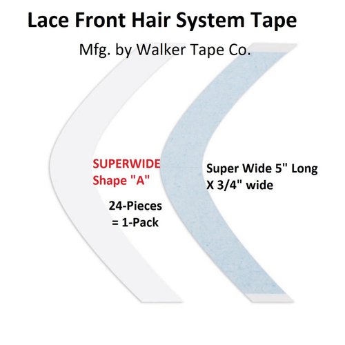 Lace Front Support Tape 5 inch Super Wide A Contour. 1-pk = 24 pieces 3/4" X 5" long