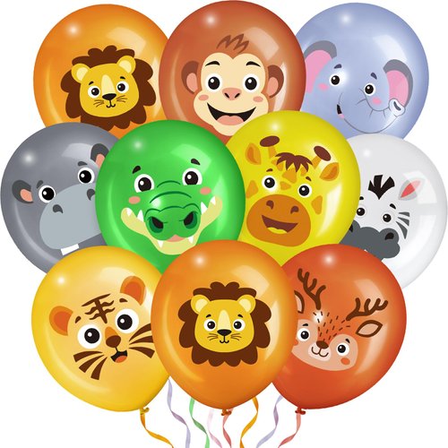 Censen 45 Pcs Animal Balloons 12 Inch Animal Latex Balloons Party Decoration for Kids Birthday Party Baby Shower Indoor Outdoor Decor (Colorful,Jungle Animal)