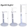 BANBERRY DESIGNS Doll Stands Set of 3 White Metal and Vinyl Holders Fits Dolls and Figures from 6-12" Tall Each Holder Expands 5 3/4" to 9 3/4"