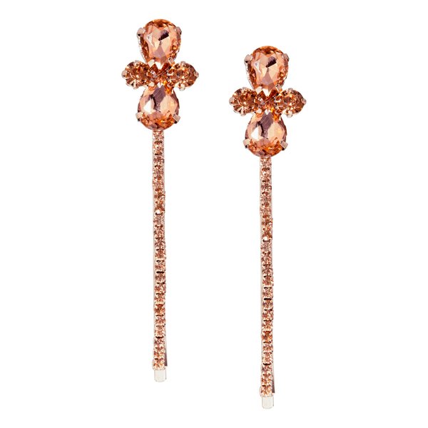 MINACHI Rhinestone Crystal Floral Hairpin Hair Clip, Champagne Tone, Hair Accessories For Women