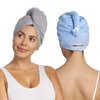 Turbie Twist 2-Pack Microfiber Hair Towel for Beauty, Travel, Gifting - Hair Wrap Turban for Straight, Wavy & Curly Hair - Premium Hair Care - Grey & Blue
