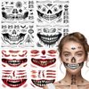 Halloween Makeup Temporary Halloween Tattoos Stickers Prank Chucky Witch Fake Face Decals Zombie Makeup Scar Skeletons Cosplay Tattoos for Adults Women Girls Kids DIY Eye Mouth Clown Makeup Kit Party