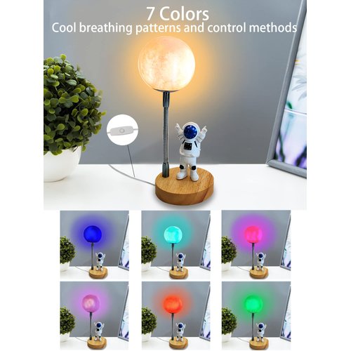 Moon Lamp for Kids,Astronaut Light 7 Color Space Night Light,3D Moon Light Nursery Bedroom Space Themed Decor Table Lamp,Birthday Gifts for Boys Girls