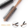 Healeved Small Round Hair Brush for Blow Drying Small Round Brush with Wood Handle and Nylon Bristles Curling Brush Hair Styling Brush for Short Hair Bangs and Men's Beards