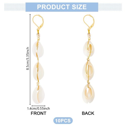 PLIGREAT 10 Pcs Seashell Dreadlock Ring Charms Long Natural Shell Dangle Braided Hair Ornaments Decorative Summer Bohemian Shell Dreadlock Hair Clip Charm for Women Men Dreadlock Accessories