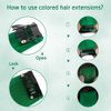 20 Inch Colored Clip in Hair Extensions 10pcs Straight Hair Synthetic Hairpieces for Party Highlight Green