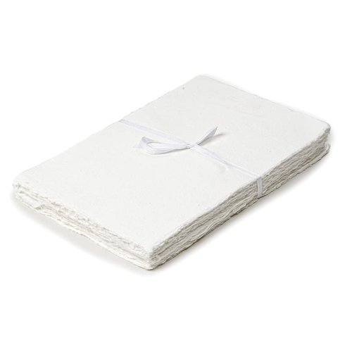 50 Sheets - Rough/Textured Watercolor Paper - 9.5 X 12.5 inches(150GSM) - Handmade/Deckle Edge Paper Made from Virgin Egyptian Cotton - Off-White by Leather Village