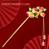 KZQtriid Hair Accessories 14k Gold Plated Copper Vintage Handcrafted Colour Enamels Peach Blossom Tassels Hair Stick ，Hair Clip. 7.08" Hair Chopsticks For Women.