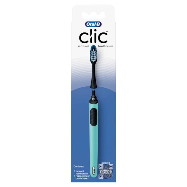 Oral-B Clic Manual Toothbrush, Teal, with Replaceable Brush Head - 1 Count, 1.0 Count