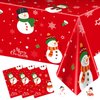 3 Pcs Christmas Tablecloth - Snowman Christmas Table cover, Disposable Plastic Rectangle Xmas Snowman Snowflakes Party Table cloths for Christmas Table Decorations and Party Supplies, 54 x 108 Inch
