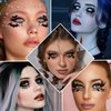 10 Pairs Halloween Eye Shadow Temporary Tattoo Stickers Eyeliner Stickers Waterproof Fake Tattoos Spider Web Bat Skull Makeup Transfer Eyeshadow Stickers for Women Face Decorations for Carnival Party