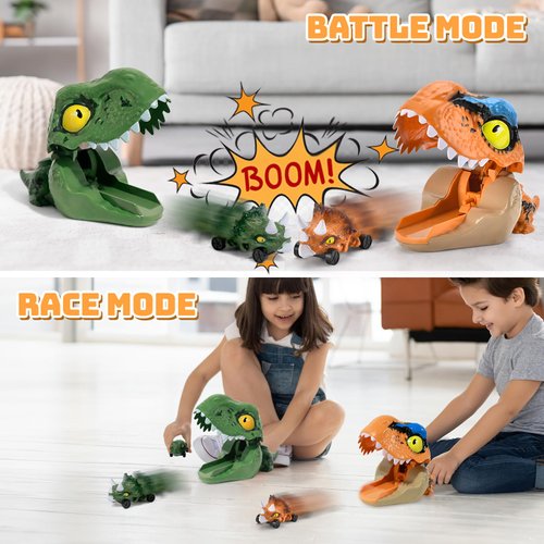 XAZASTOV 12 PCS Dinosaur Toys for 2 3 4 5 Year Old Boys, Ejection Dinosaur Vehicles & Dino Catapult Launchers & Pull Back Cars, Toddler Toys for 2 3 4 5 6 Year Old Boys