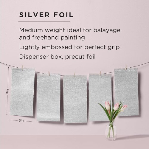 Fromm Color Studio Medium Weight Pop Up Hair Foil in Silver, 5" x 11" Embossed Aluminum Foil Sheets, Hair Foils for Highlighting and Coloring - 500 Foil Sheets