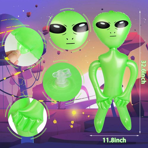 KIMOBER 3PCS Inflatable Alien,Colorful 35 Inch PVC Blow Up Martian Aliens Prop for Party Decorations Birthday Alien Theme Party Halloween Easter Christmas