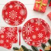 100 PCS Merry Christmas Tableware Set Christmas Theme Party Supplies Serves 25 guests Snowflakes Paper Plates Xmas napkins Bulk Christmas Dinnerware Set for Xmas Party Decorations Disposable Tableware