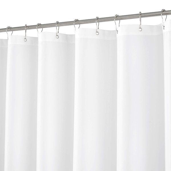 N&Y HOME Extra Long Shower Curtain or Liner 72" W x 108" H - Hotel Quality, Washable Fabric, White Bathroom Curtains with Grommets, 72x108