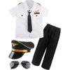 Children Pilot Costume Set Captain Uniform Dress Up for Kids Boys Halloween Cosplay Pretend Role Play Party