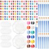 Cptoion 360Pcs Mini Acrylic Paint Set,Acrylic Paint Strips for Kids & Adults,24 Washable Filled Paint Strips in 12 Colors with 48 Brushes and 24 Mixing Palettes,Kids Paint Set for Home Party Favors