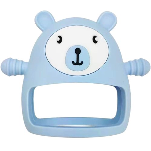 Baby Teething Toy, Silicone Baby Teether Toy for Babies, Hand Teether Pacifiers for Infants, Silicone Baby Mitten Teether for Soothing Teething Pain Relief, Baby Chew Toy (Blue)