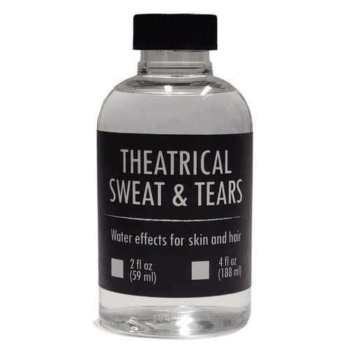 Theatrical Sweat and Fake Tears 4 oz - Special FX Makeup - Clear Thick Liquid Creates Movie Quality Fake Tears, Fake Perspiration, Beads of Water, and Wet Hair Look. Slow-Drying, Oil Free. Stays looking Wet. Vegan Non-Toxic. Safe All Natural Ingredients f