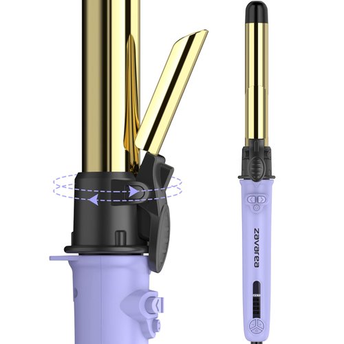 Rotating Curling Iron, 1inch Automatic Curling Iron, Rapid Heating Self Curling Hair Curler, zavarea Professional Hair Curling Wand with Long Titanium Barrel, Dual Voltage for All Hair Types
