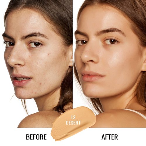 Oulac Foundation Make Up, Skincare Infused With Aloe Leaf And Vitamin E, Medium to High Coverage Liquid Foundation, Foundation Vegan 30ml, Shade：Desert 12