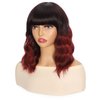 Apoze Short Wig With Bangs For Women,Synthetic Cosplay Bob Wigs,Curly Hair Wigs For Daily Party Use,Natural Looking Heat Resistant Shoulder Length Wig(Ombre Red Highlight)