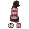 Blueberry Pet Chic Argyle All Over Dog Sweater in Charcoal and Scarlet Red, Back Length 14", Pack of 1 Clothes for Dogs