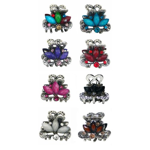 Set of 8 Tiny Metal Hair Claws, Very Light Weight Tiny Jaw Claw Clips U864175-0580-8