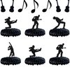 Gyufise 8Pcs Music Honeycomb Table Centerpiece Black Glitter Rock Pop Music Theme Table Toppers Honeycomb Centerpieces for Music Concert Theme Boys Girls Birthday Party Decorations Supplies