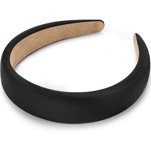 WantGor Padded Headband for Women, Wide Sponge HeadBands Plain Solid Hair Band Hoops Vintage Yoga Head Bands Fashion Elastic Hairband Accessories (Black)