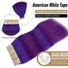 Tape in Hair Extensions Human Hair 16inch 30g 20pcs Purple Remy Hair Extensions Real Human Hair Tape in Invisible Natural Hair Extensions