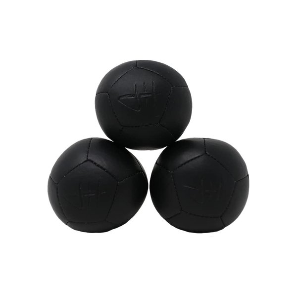 Zeekio - Josh Horton Pro Series Juggling Balls - Professional - for All Levels & Ages- Millet Filled - 12 Panel Synthetic Leather Ball Durable - 128 Grams 67mm Wide - Set of 3 Black