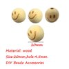 Alenybeby 50pcs 20mm Round Natural Wood Beads Laser Printing Smile face Beads Necklace Wooden Beads for Key Chain Jewelry Making (Smiley face 50pcs)
