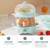Elite Gourmet EGC1405M 2-Tiered Rapid Egg Cooker, 5-Egg Poacher, Omelets, Soft, Medium, Hard-Boiled Eggs with Auto Shut-Off and Buzzer, BPA Free, 14 eggs, Mint