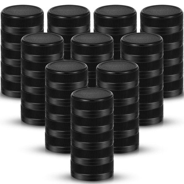 50 Pcs Plastic Bottle Caps 38 mm for Empty Juice Bottles, Tamper Seal Lids Container Lids Bottle Caps for Crafts DIY, 4, 8,12, 16, and 32 oz Container (Black)