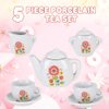 ArtCreativity Mini Porcelain Tea Set for Kids - Ceramic Pretend Play Set - Miniature Saucers, Cups, Teapot, Sugar and Cream Dispenser - Best Holiday, Birthday Gift for Boys and Girls Ages 8+