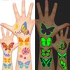 EMOME Glow + Metallic Temporary Tattoos for kids, Waterproof Pre-cut Tattoo Stickers, Birthday Girl Boy Party Favors Supplies Accessories (Butterfly)