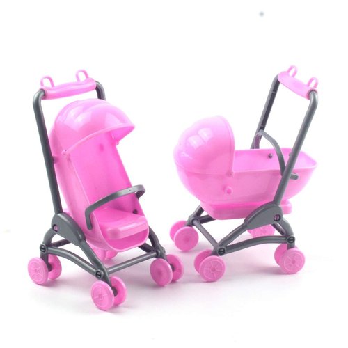 Toddmomy 2Pcs Miniature Stroller Toy Dollhouse Miniature Baby Carriage Plastic Dollhouse Furniture Nursery Doll House Accessories