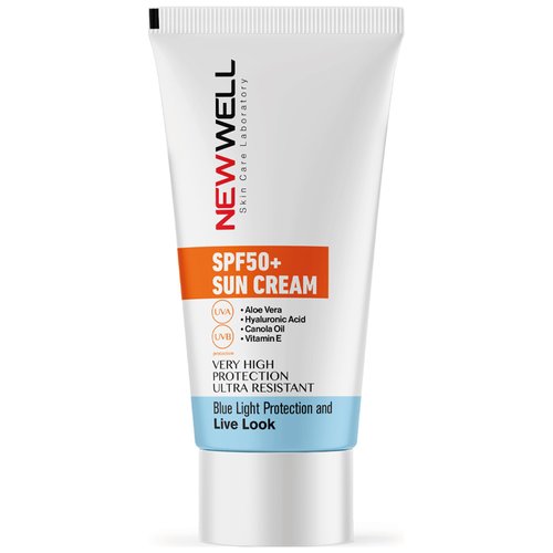 New Well Waterproof Moisturizing Sunscreen 50 ml. | High Protection with Aloe Vera SPF 50+ | Face Sunscreen with UVA/UVB Protection