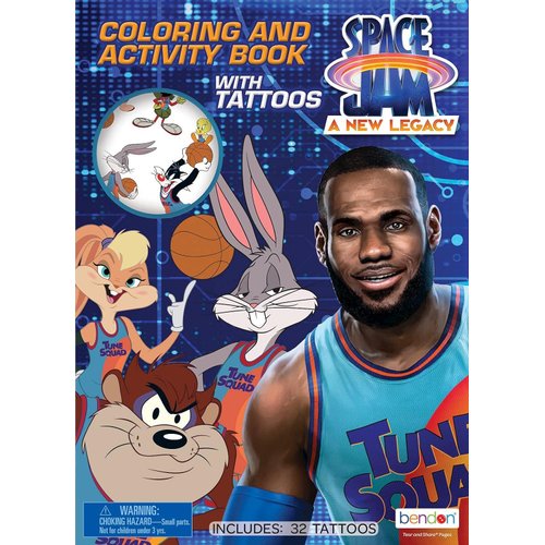 Space Jam Tattoo Set - Bundle of 60+ Looney Tunes Temporary Tattoos for Kids, & Door Hanger | Space Jam Party Favor Supplies