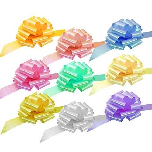 Big Easter Gift Basket Pull Bows - 9" Wide, Set of 9, Christmas, Light Pink, Blue, Yellow, Lavender, Bows for Gifts, Presents, Boxing Day, Wreath, Birthday, Fundraiser, School Dance, Gift Bows