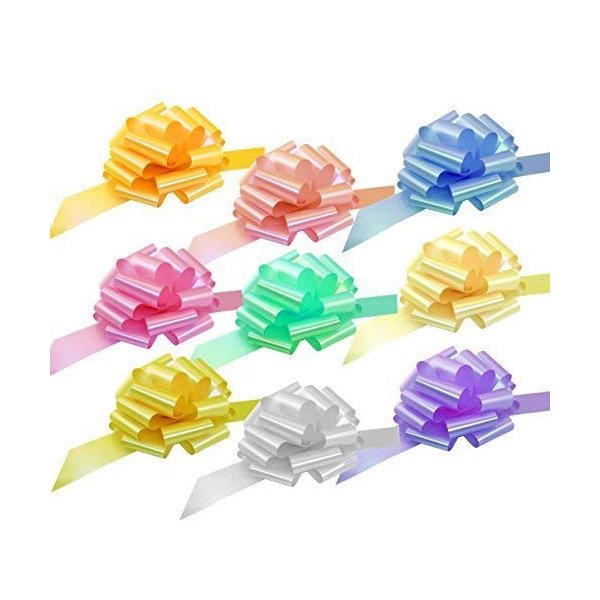 Big Easter Gift Basket Pull Bows - 9" Wide, Set of 9, Christmas, Light Pink, Blue, Yellow, Lavender, Bows for Gifts, Presents, Boxing Day, Wreath, Birthday, Fundraiser, School Dance, Gift Bows