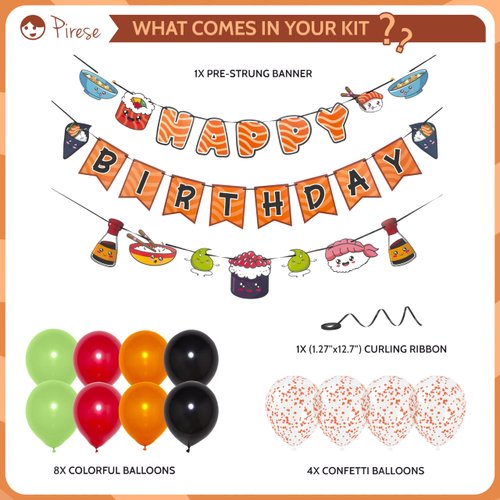 Pirese Sushi Party Decorations, Sushi Party Supplies, Sushi Birthday Party Decorations | Japanese Birthday Party Decorations | Asian Birthday Decorations | Japanese Party Decor | Asian Themed Party