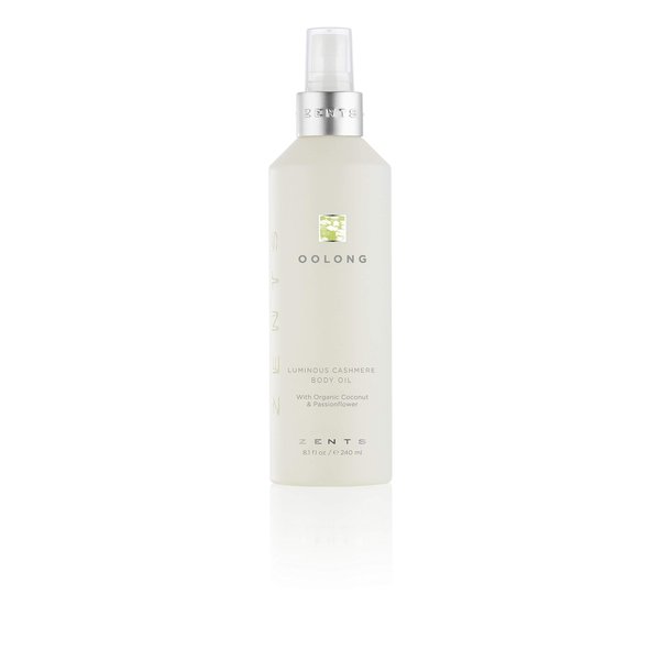 Zents Luminous Cashmere Body Oil (Oolong Fragrance), Soften and Moisturize Skin with Vitamin E and Organic Coconut Oil, 8 fl oz