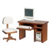 Melody Jane Dollhouse Walnut Computer Desk & Chair Miniature Study Office Furniture Set