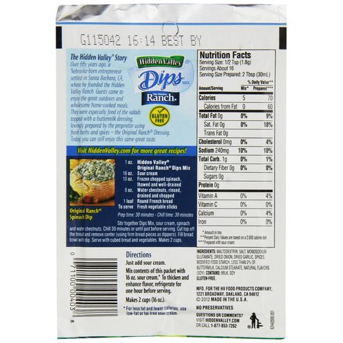 Hidden Valley the Original Ranch Dip Mix, 1 Ounce Packet (Pack of 3)