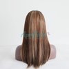 Aprilhair Pre-plucked #4/27 Brown Honey Blonde Highlight Lace Front Wigs Straight Glueless 150% Density Brazilian Virgin Human Hair (12 INCH,4/27 Lace Front Wig)