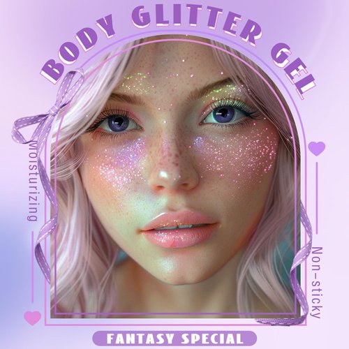 HOSAILY Roll-on Holographic Body Glitter Gel for Body Face Hair, Chameleon Color Changing Glitter Gel Under Light, Chunky Mermaid Sequins Festival Party Body Shimmer Glitter Makeup (8# Sparkling Pink)