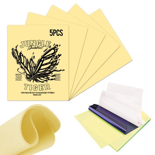 15Pcs 2 IN 1 Tattoo Practice Kit-5pcs 1.2mm Tattoo Fake Skin with 10pcs Transfer Paper,for Eyebrow Tattooing,Microblading,Double Sided Fake Skin for Beginners & Experienced Artist (7.9x11.8")